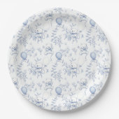 トイレドゥジュイテディベアーベイダスティブルーベビーシャワー ペーパープレート (正面)