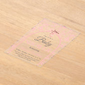 トイレドゥジュイピンクボウ少女ベビーシャワー アクリル招待状 (レイダウン)