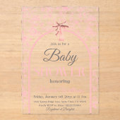 トイレドゥジュイピンクボウ少女ベビーシャワー アクリル招待状 (正面)