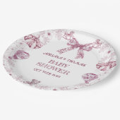 トイレドゥジュイピンクレトロベアートイベビーシャワー ペーパープレート (アングル)