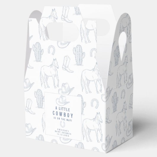 トイレドゥジュイブルーカウボーイウェスタンベビーシャワー フェイバーボックス (オープン)