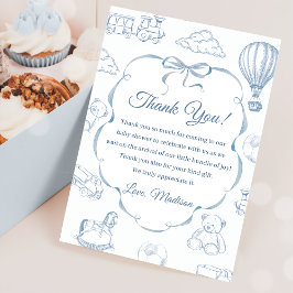 トイレドゥジュイブルーボウベビーシャワーサンキューカード 招待状