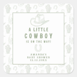 トイレドゥジュエリーグリーンカウボーイウェスタンベビーシャワー スクエアシール