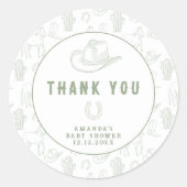 トイレドゥジュエリーグリーンカウボーイウェスタンベビーシャワー ラウンドシール (正面)