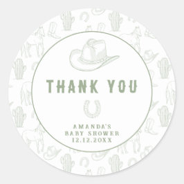 トイレドゥジュエリーグリーンカウボーイウェスタンベビーシャワー ラウンドシール