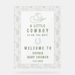 トイレドゥジュエリーグリーンカウボーイベビーシャワーウェルカム アクリルサイン