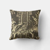 トイレドジュイヴィンテージイラストレーション白黒 クッション (裏面)