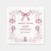 トイレパステルピンクレトロベアートイベビーシャワー スタンダードカクテルナプキン (正面)