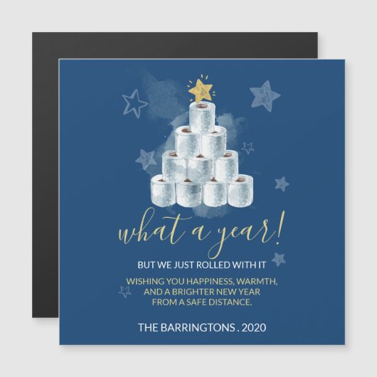 トイレパーソナライズされた紙クリスマスツリーブルー (正面/裏面)