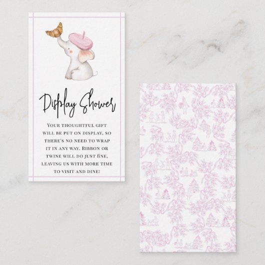 トイレピフランスのックガール赤ちゃんシャワー表示シャワー エンクロージャーカード (正面/裏面)