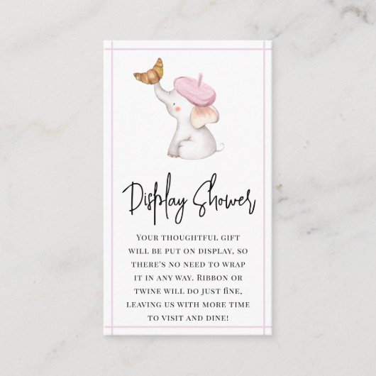 トイレピフランスのックガール赤ちゃんシャワー表示シャワー エンクロージャーカード (正面)