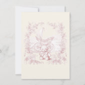 トイレピンクフローラテディベア車用ベビーシャワー 招待状 (裏面)