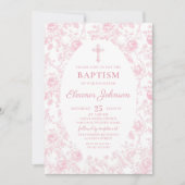 トイレピンクボウバプティスガール招待状 招待状 (正面)
