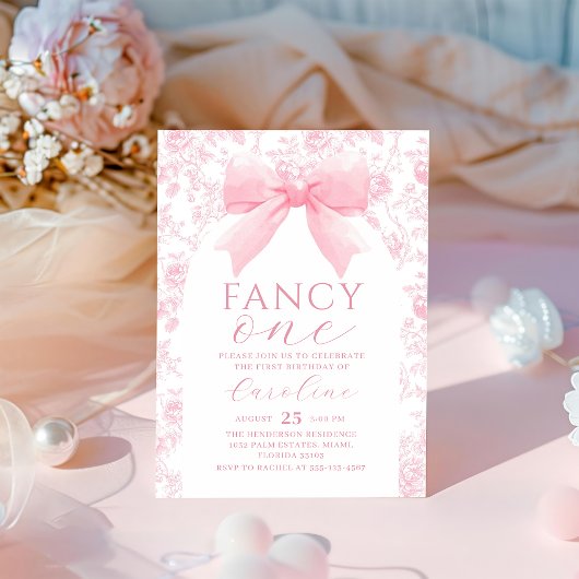 トイレピンクボウファンシーワン誕生日招待状 招待状