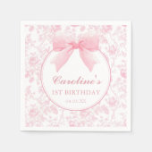 トイレピンクボウフローラチノワセリー誕生日ナプキンス スタンダードカクテルナプキン (正面)