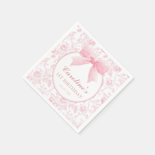 トイレピンクボウフローラチノワセリー誕生日ナプキンス スタンダードカクテルナプキン (角)