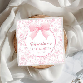 トイレピンクボウフローラチノワセリー誕生日ナプキンス スタンダードカクテルナプキン