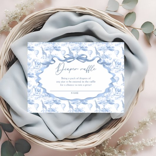 トイレブルーサファリ動物おむつラッフルチケット エンクロージャーカード