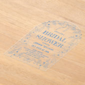 トイレブルーフローラボウブライダルシャワー アクリル招待状 (レイダウン)