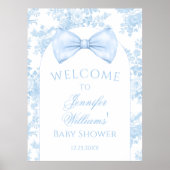 トイレブルーボウタイ男の赤ちゃんシャワーウェルカムサイン ポスター (正面)