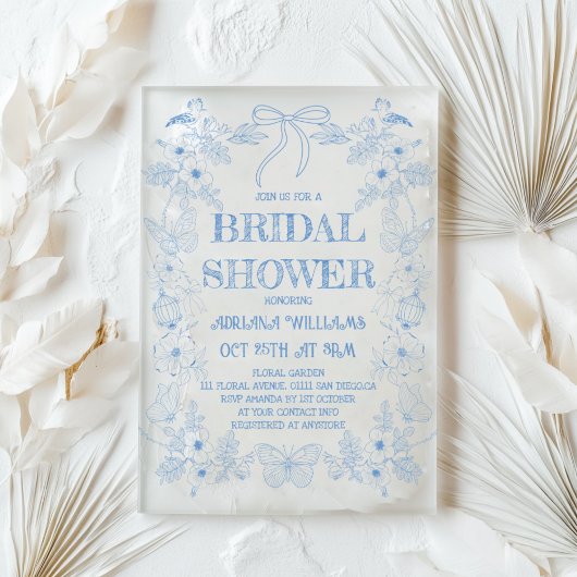 トイレブルーボウブライダルシャワー招待 アクリル招待状