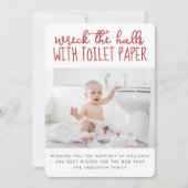 トイレペーパーで家を飾りつける愉快な写真 シーズンカード (正面)