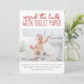 トイレペーパーで家を飾りつける愉快な写真 シーズンカード (スタンド正面)