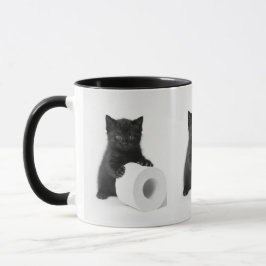トイレペーパーのロールを守る子猫 マグカップ