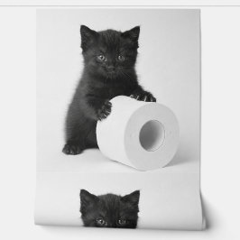 トイレペーパーのロールを守る子猫 壁紙