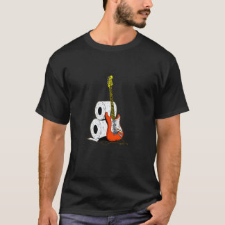 トイレペーパーを持ったロックな赤いギター Tシャツ