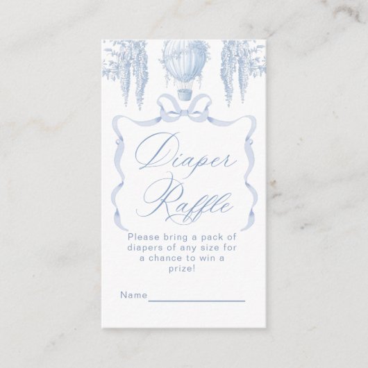 トイレホットエアバルーン弓おむつラッフルチケット エンクロージャーカード (正面)