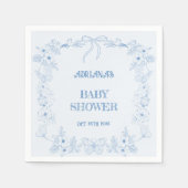 トイレボタニッフランスのク少年ほこりっぽい青い赤ちゃんシャワー スタンダードカクテルナプキン (正面)