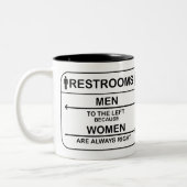 トイレユーモアのある引用文男性へと女性 ツートーンマグカップ (左)