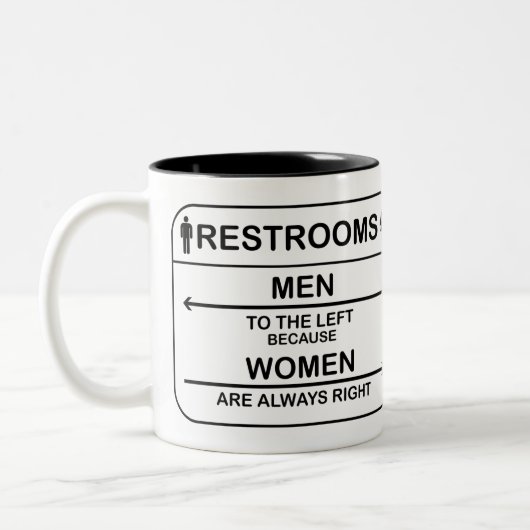 トイレユーモアのある引用文男性へと女性 ツートーンマグカップ (左)