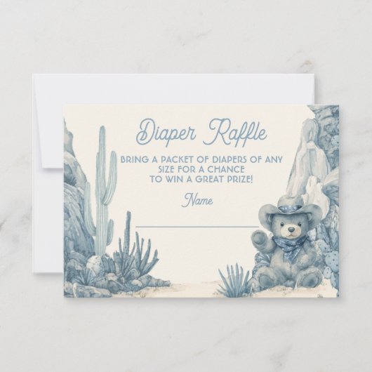 トイレリトルカウボーイテディベアおむつラッフル 招待状 (正面)