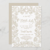 トイレヴィンテージフレームニュートラルベビーシャワー 招待状 (正面/裏面)