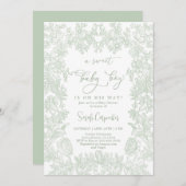 トイレヴィンテージフレームベビシャワーボーイ 招待状 (正面/裏面)