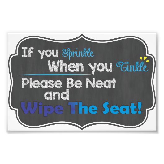 トイレ予測できなルールエチケット黒板プリント フォトプリント (正面)