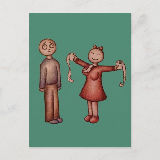 トイレ付きガールスタッフィングシャツの漫画紙 ポストカード (正面)