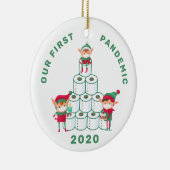 トイレ付き私たちの最初のパンデミック小妖精や小人紙オーナメント セラミックオーナメント (右)