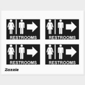 トイレ案内サイン 矢印 長方形シール (シート)