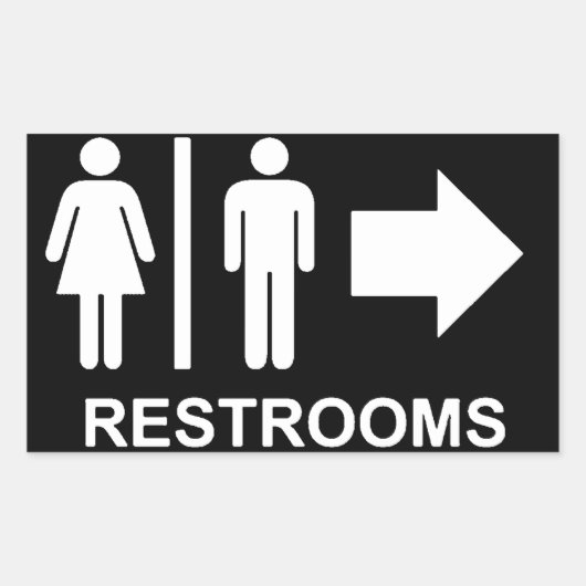 トイレ案内サイン 矢印 長方形シール (正面)
