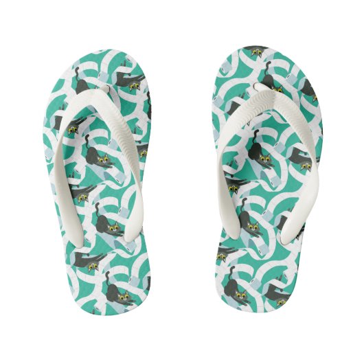 トイレ熱狂する紙猫 キッズビーチサンダル (フットベッド)