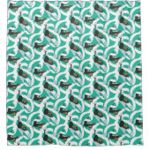 トイレ熱狂する紙猫 シャワーカーテン (正面)