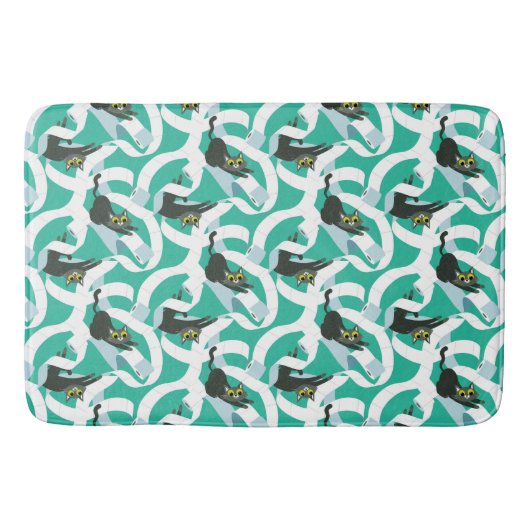 トイレ熱狂する紙猫 バスマット (正面)