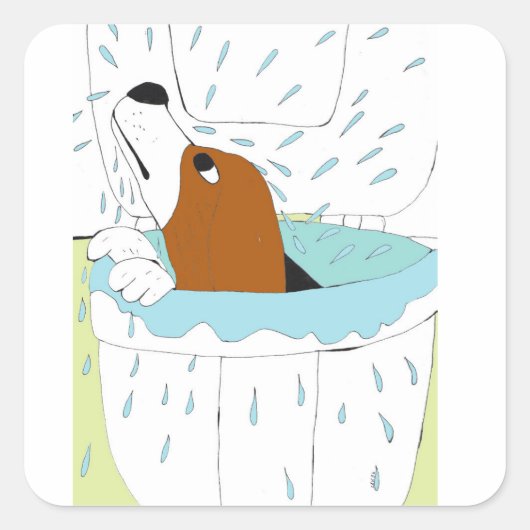 トイレ犬 スクエアシール (正面)