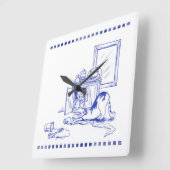 トイレ紙おもしろいキティ猫バスルームトイレルルック スクエア壁時計 (傾斜)