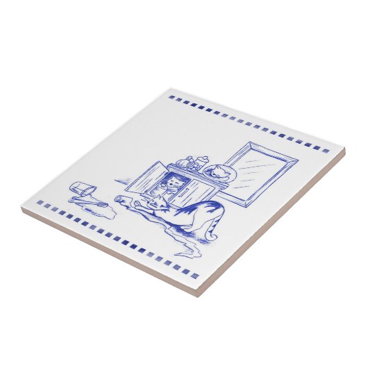 トイレ紙おもしろいキティ猫バスルームトイレルルック タイル (側面)