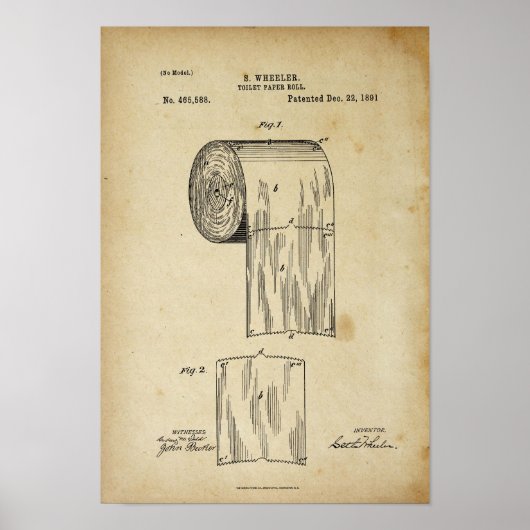 トイレ紙転が特許プリント分与ポスター ポスター (正面)