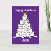 トイレ転がクリスマスツリーホリデーカード シーズンカード (正面)